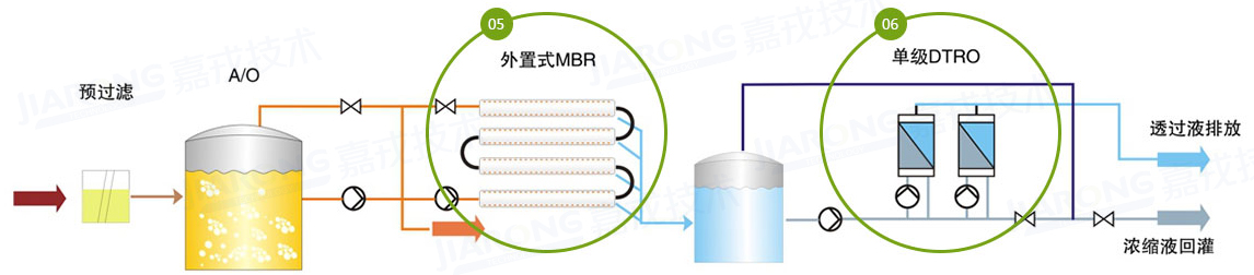 垃圾滲濾液處理工藝，單級(jí)DTRO工藝
